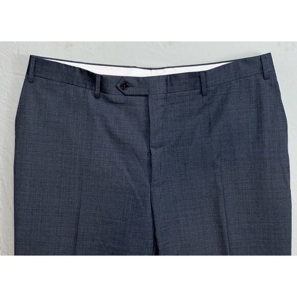 Canali Italy Flat Front 100% Wool Dress Pants, Slacks. Heather Gray/Blue, 38X31. - Picture 6 of 9
